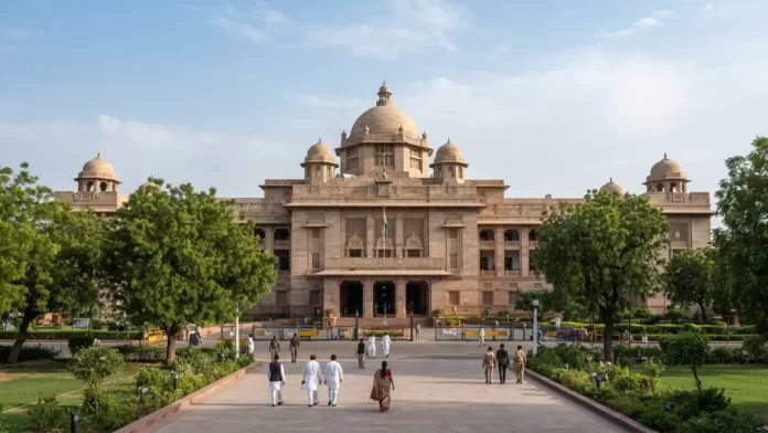राजस्थान विधानसभा में जल जीवन मिशन पर सीएजी रिपोर्ट पेश राजस्थान विधानसभा भवन का बाहरी दृश्य जहां कैग रिपोर्ट पेश की गई है।
