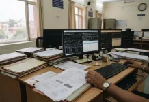 राजस्थान वित्त विभाग ने सरकारी खातों की IFMS 3.0 से मैपिंग और रिपोर्टिंग के दिए निर्देश Government office desk with financial documents and computers for bank account mapping